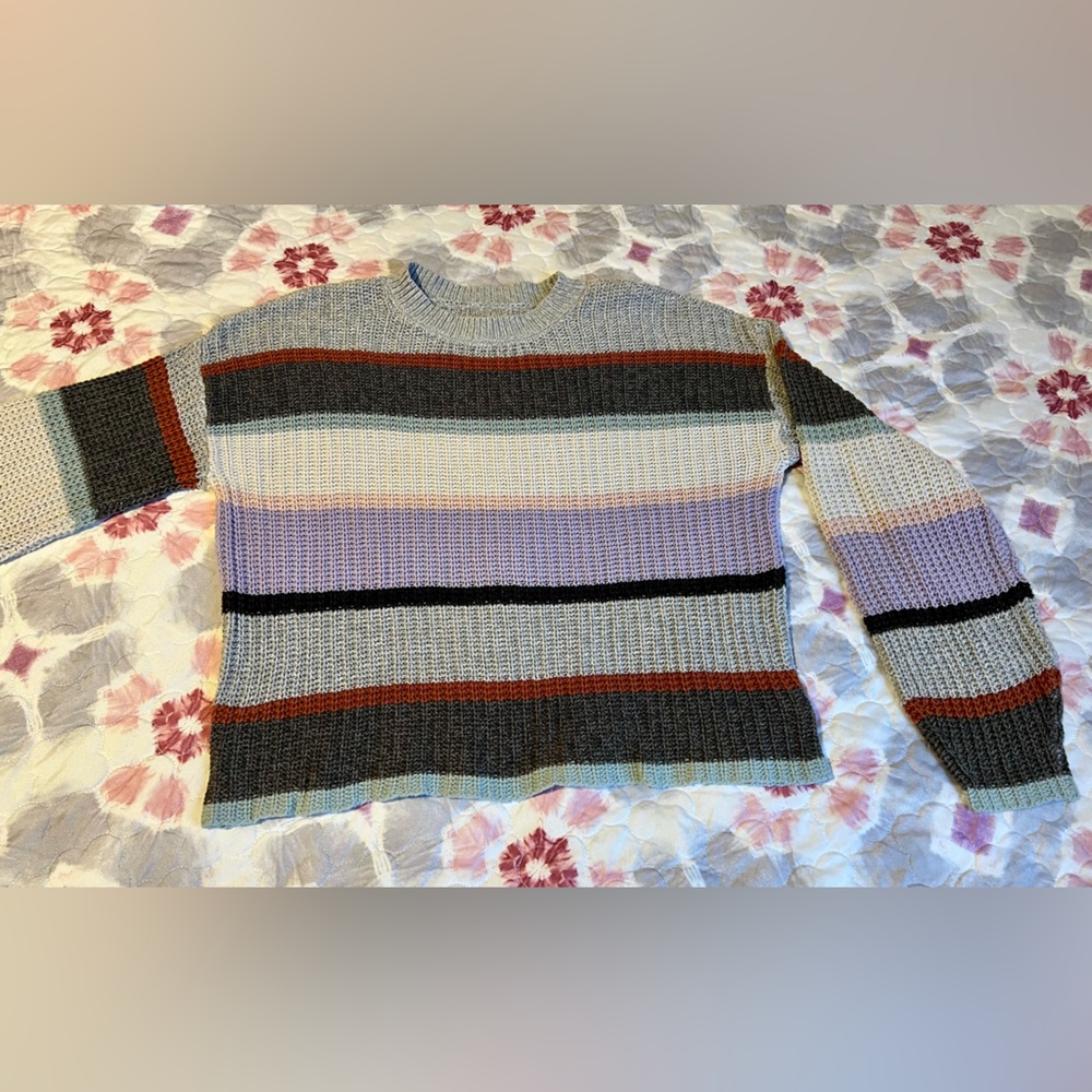 AE American Eagle Outfitters Multicolor Striped Knit Crewneck Sweater XS